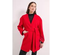 Debenhams Principles By Wallis Collarless Belted Wrap Coat In Red red 18