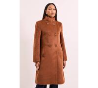 Debenhams Principles By Wallis Funnel Button Coat In Tobacco tobacco
