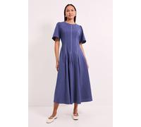 Debenhams Principles Contrast Stitching Fit & Flare Midi Dress In Blue blue