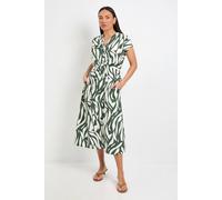 Debenhams Printed Cotton Tie Front Midi Shirt Dress multi