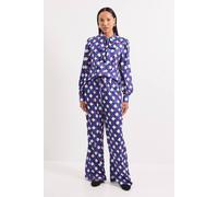 Debenhams Printed Satin Elastic Waist Trousers In Blue blue