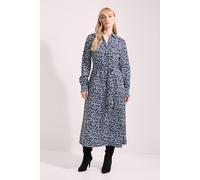 Debenhams Printed Tie Waist Crepe Shirt Dress In Navy navy 14