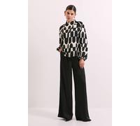 Debenhams Printed Twist Neck Blouson Sleeve Blouse In Black black 10