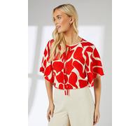 Debenhams Red Abstract Print Tie Neck Top red 12