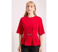 Debenhams Red Trim Pleat Detail Ponte Top red 18