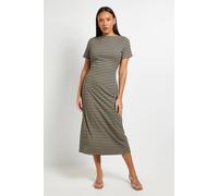 Debenhams Rib Stripe Midi Dress In Khaki khaki