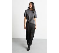 Debenhams Runway 1.8.1.8 Delicate Lace Detail Satin Maxi Skirt In Black black 6