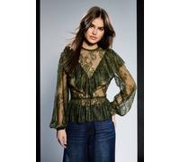 Debenhams Runway 1.8.1.8 Lace Frill Blouse In Khaki khaki 12