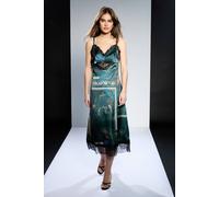 Debenhams Runway 1.8.1.8 Lace Panel Cami Midaxi Dress In Dark Green dark green 8
