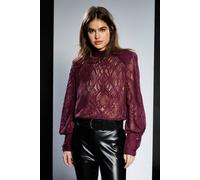 Debenhams Runway 1.8.1.8 Lace Tie Neck Blouse In Berry berry