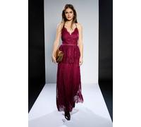 Debenhams Runway 1.8.1.8 Strappy Lace Peplum Maxi Dress In Cherry cherry 12