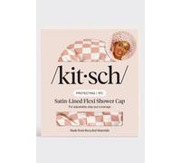 Kitsch Luxury Shower Caps for Women Reusable Waterproof - Flexi Satin Lined, Large Wide Shower Cap for Women & Men, Adjustable, Stylish Hair Cap for Shower, For Long & Short Hair - Terracotta Checker