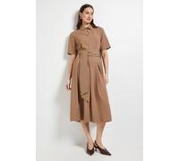 Debenhams Short Sleeve Collared Tie Waist Midi Dress In Camel camel 16