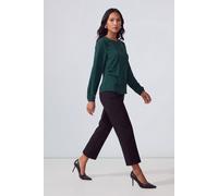 Debenhams Signature Crepe Long Sleeve Draped Blouse In Emerald emerald