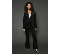 Debenhams Single Breasted Embellished Velvet Blazer In Black black 10