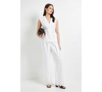 Principles Women's Straight Leg Scallop Edge Broderie Trouser in White | Size: 14 Principles White 14
