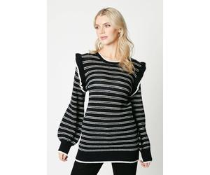 Debenhams Stripe Frill Sleeve Tunic In Black black