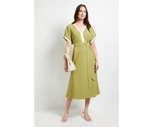 Debenhams Tailored Contrast Fit & Flare Midi Dress In Light Green light green