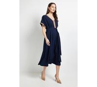 Debenhams Tailored Contrast Fit & Flare Midi Dress In Navy navy 16