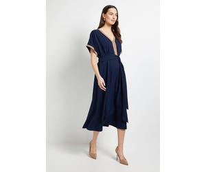 Debenhams Tailored Contrast Fit & Flare Midi Dress In Navy navy 18
