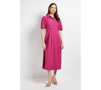 Debenhams Tailored Crepe Belted Midi Dress In Dark Pink dark pink