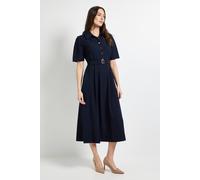 Debenhams Tailored Crepe Belted Midi Dress In Navy navy 14