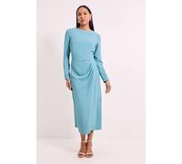 Principles Women's Pleat Detail Crepe Midi Dress in Duck Egg Blue | Size: 14 Principles Duck Egg Blue 14