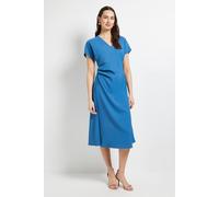 Debenhams Tailored Pleat Waist Midi Dress In Denim-Blue denim-blue
