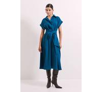 Debenhams Teal Front Tie Shirt Midi Dress teal 10