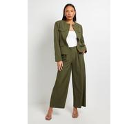 Principles Women's Textured Pleated Front Wide Leg Trouser in Khaki | Size: 12 Principles Khaki 12