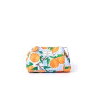 The Flat Lay Co. Makeup Bag - Mediterranean Oranges Travel Make Up Organiser - Cosmetics, Eyeshadow, Make-Up Brushes, Lipstick & Tools - Drawstring Makeup Bag Storage with Brush Holder & Large Pockets