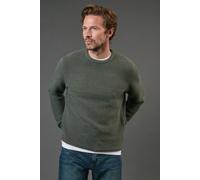 Maine Men's Tuck Stitch Yoke Crew Neck Jumper in Khaki | Size: XL Maine Khaki XL