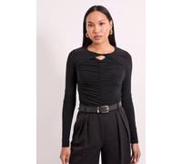 Principles Women's Black Twist Detail Gauged Front Jersey Top | Size: 16 Principles Black 16