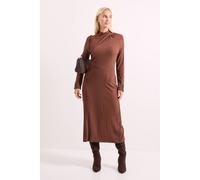 Principles Women's Mocha Twist Detail Ribbed Jersey Midi Dress | Size: 16 Principles Mocha 16