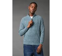 Debenhams Twisted Yarn Half Zip Knitted Jumper In Dark Blue dark blue XL