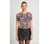 Debenhams Women's Ashish Hotfix Pixel Floral Crew Neck Top | Size: Medium Debenhams Multicolor M