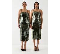 Debenhams Women's Ashish Olive Strappy Sequin Midi Dress | Size: 12 Debenhams Olive 12