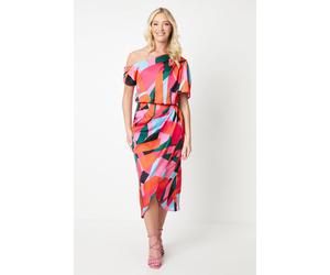 Debenhams Women's Debut London by Coast Fallen Shoulder Printed Midi Dress | Size: 8