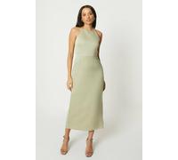 Debenhams Women's Debut London by Coast Halterneck Satin Column Bridesmaid Dress in Olive | Size: 16
