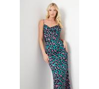 Debenhams Women's Debut London by Coast Satin Animal Printed Slip Dress in Green | Size: 8