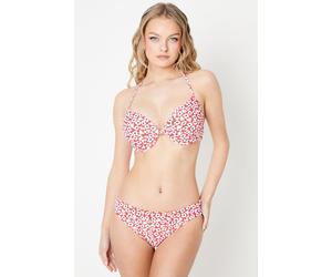 Debenhams Women's Ditsy Floral Twist Front Underwired Bikini Top in Red | Size: 36A Debenhams Red 36A