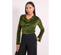 Debenhams Women's Fluted Sleeve Cowl Neck Top in Olive | Size: 14 Debenhams Olive 14