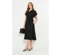 Debenhams Women's Formal Front Tie Shirt Midi Dress in Black | Size: 10