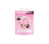 Brushworks Heatless Curling Hair Scrunchie (Pink) - Satin Sleep Curler for Damage-Free Curls & Waves, Overnight Styling, Frizz-Free, Easy to Use, No Heat Damage, Vegan Friendly