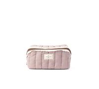 Debenhams Women's Marshmallow Flat Lay Makeup Box Bag - Mocha Gingham with Frill