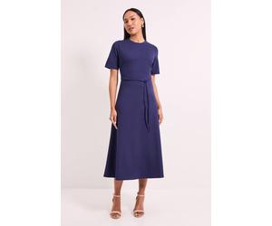 Debenhams Women's Navy High Neck Flared Skirt Ponte Midi Dress | Size: 10 Debenhams Navy 10