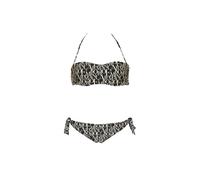 Debenhams Women's Rem.Cups Bandeau + Bow All Over Print Brazilian Bikini Black | Size: XL