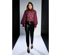 RUNWAY 1.8.1.8 Women's Faux Leather Ponte Mix Skinny Trouser in Black | Size: 16 RUNWAY 1.8.1.8 Black 16