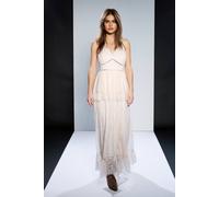 Debenhams Women's Runway 1.8.1.8 Strappy Lace Peplum Maxi Dress in Blush | Size: 10