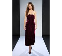 Debenhams Women's Runway 1.8.1.8 Stretch Velvet Strapless Dress in Plum | Size: 6
